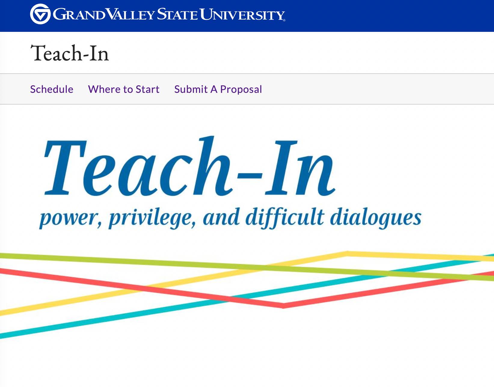 The homepage of the teach-in